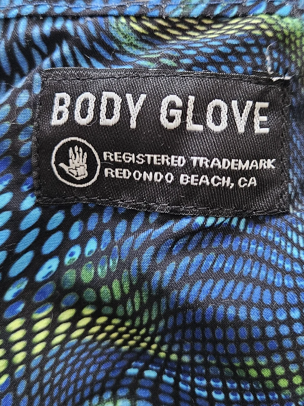 Body Glove Blue & Neon Green Wave Print Swim Trunks - Picture 3 of 6